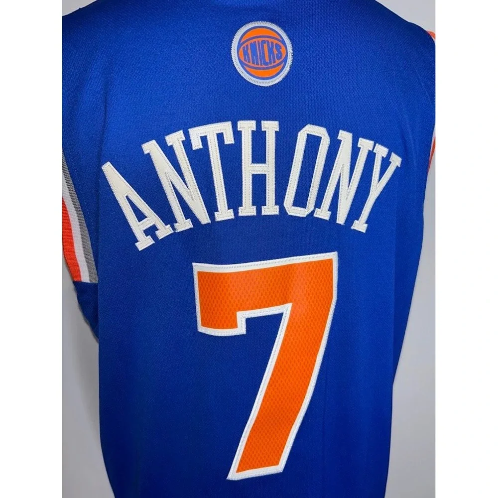 Adidas New York Knicks Carmelo Anthony 7 Basketball Jersey Blue Mens Small S